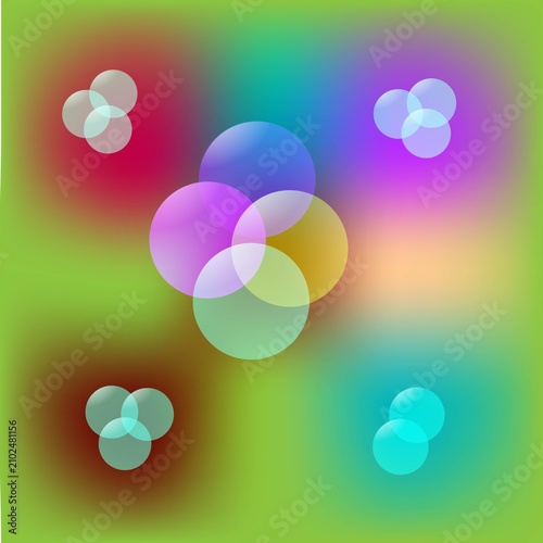 Colorful abstract shapes with soft pastel blend isolated on white background
