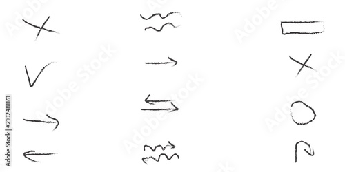 Minimalist arrow and symbol icons set isolated on white background