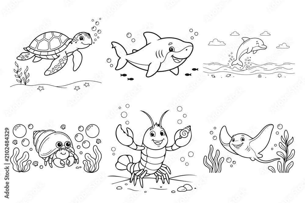 Fototapeta premium Cute Mermaid with Anchor Coloring Page for Kids Ocean Adventure Outline