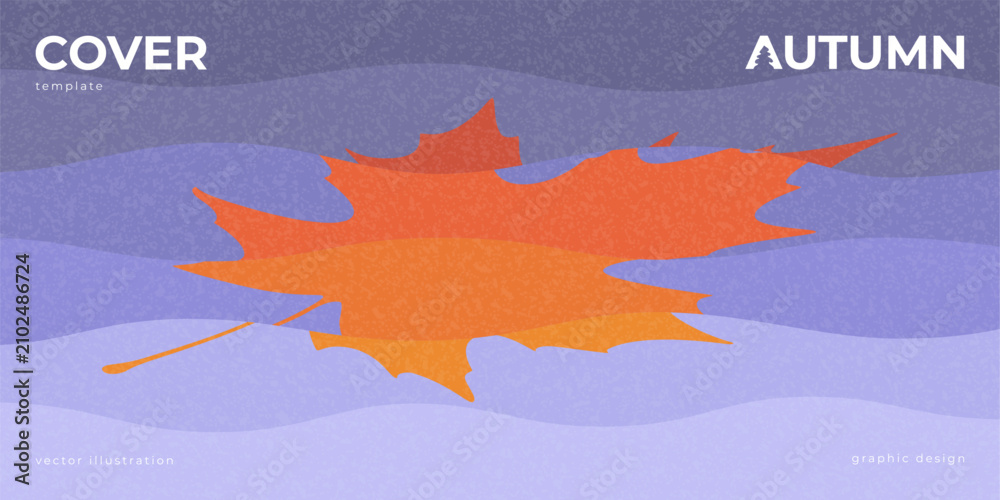 Fototapeta premium Modern MinimModern Minimalistic Autumn Banner. Concept Autumn Vector Illustration with Maple Leaf on Wavy Surface of Water. Vector illustration for seasonal promotion, fall-themedalistic Autumn Banner