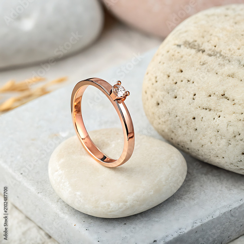 wedding ring put on stone(Love concept)