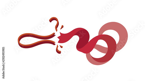 Bild auf Leinwand Red Rubber Band Snapping into Soft Silk Ribbon