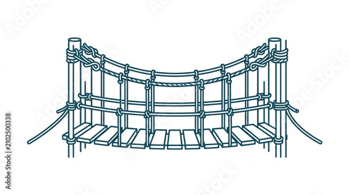 Obraz na plátně Illustrated Suspension Bridge Technical Drawing.