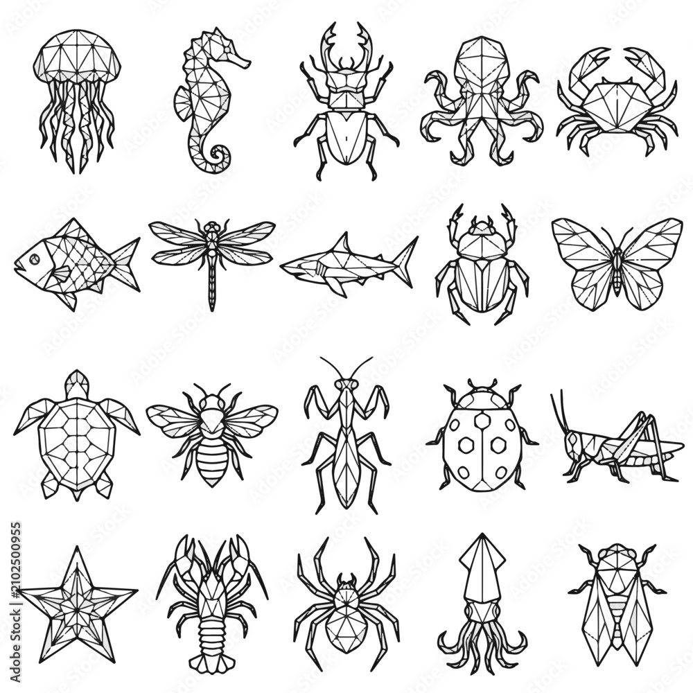 Fototapeta premium Geometric Animal Collection Vector Graphics Illustration for Design Projects