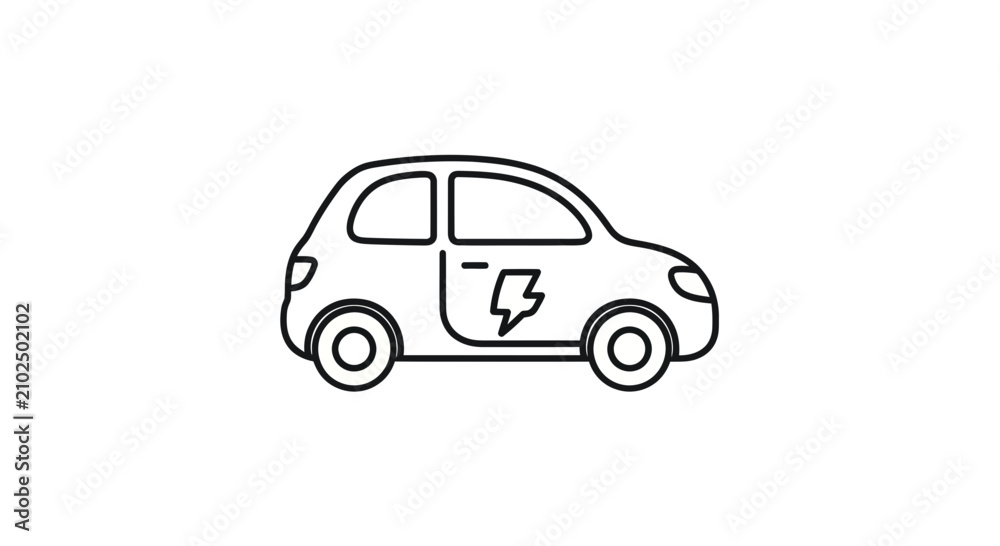 Fototapeta premium Small electric car with lightning bolt symbol on the door