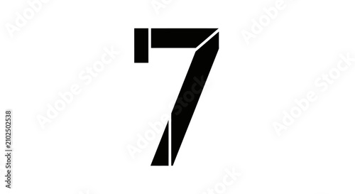 Graphic number seven stylized in black and white stencil design