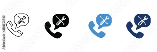 Bild auf Leinwand Technical support call icons featuring phone repair and customer service symbols