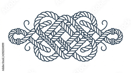 Bilde på lerret Intricate black and white rope knot design illustration.