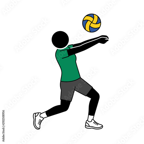 Male volleyball player performing a forearm bump pass.