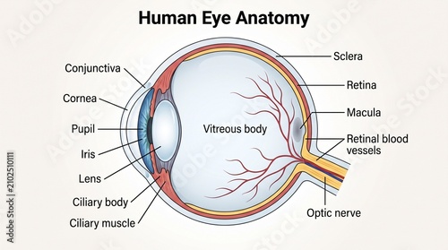 Human Eye Anatomy Diagram Showing Internal and External Structures