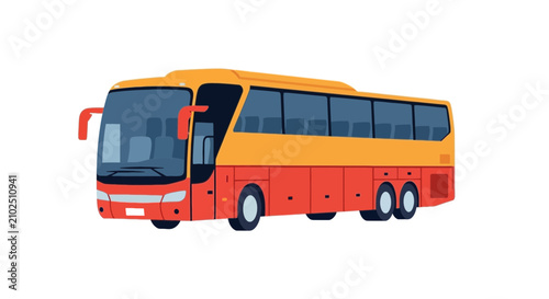 Fotografie Modern orange and red passenger tour bus