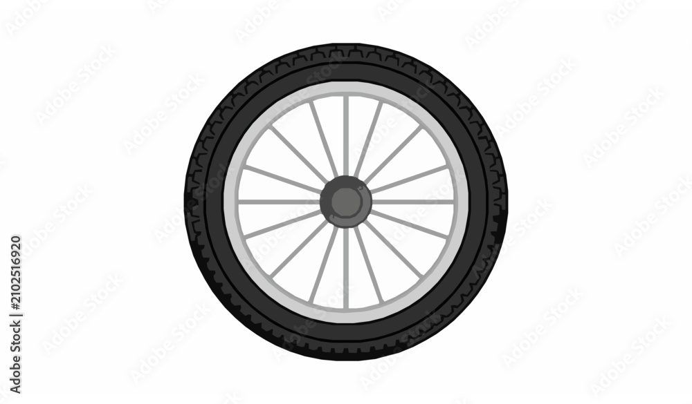 Fototapeta premium Kids Bike Front Wheel Vector – Bicycle Tire and Rim Illustration