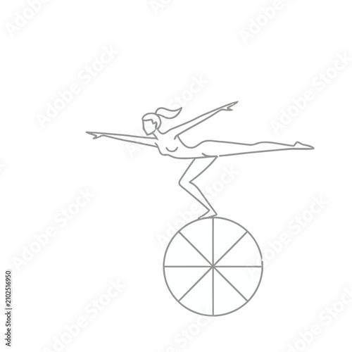 Woman balancing on a wheel