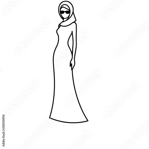 Woman in Hijab and Dress Silhouette