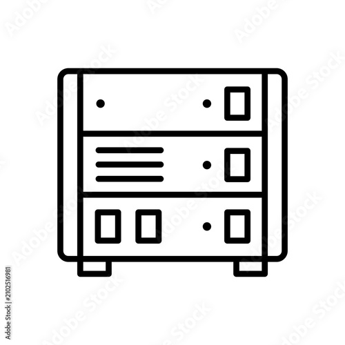 Schilderij op canvas Bold line icon of a rack-mounted power conditioner and surge protector device for high-fidelity audio systems