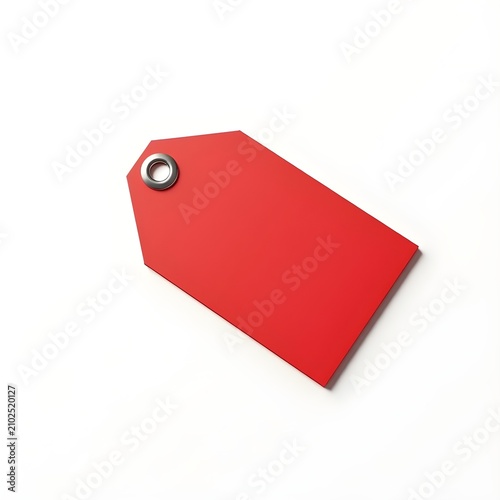 Blank red price tag PNG for retail sales and marketing. Isolated on transparent background.