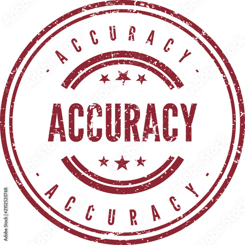 Foto Grungy red circle stamp with the important word ACCURACY centered on a white pag