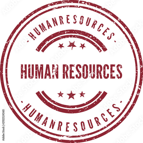 Принти на полотні Grungy red circular Human Resources stamp for official departmental identificati