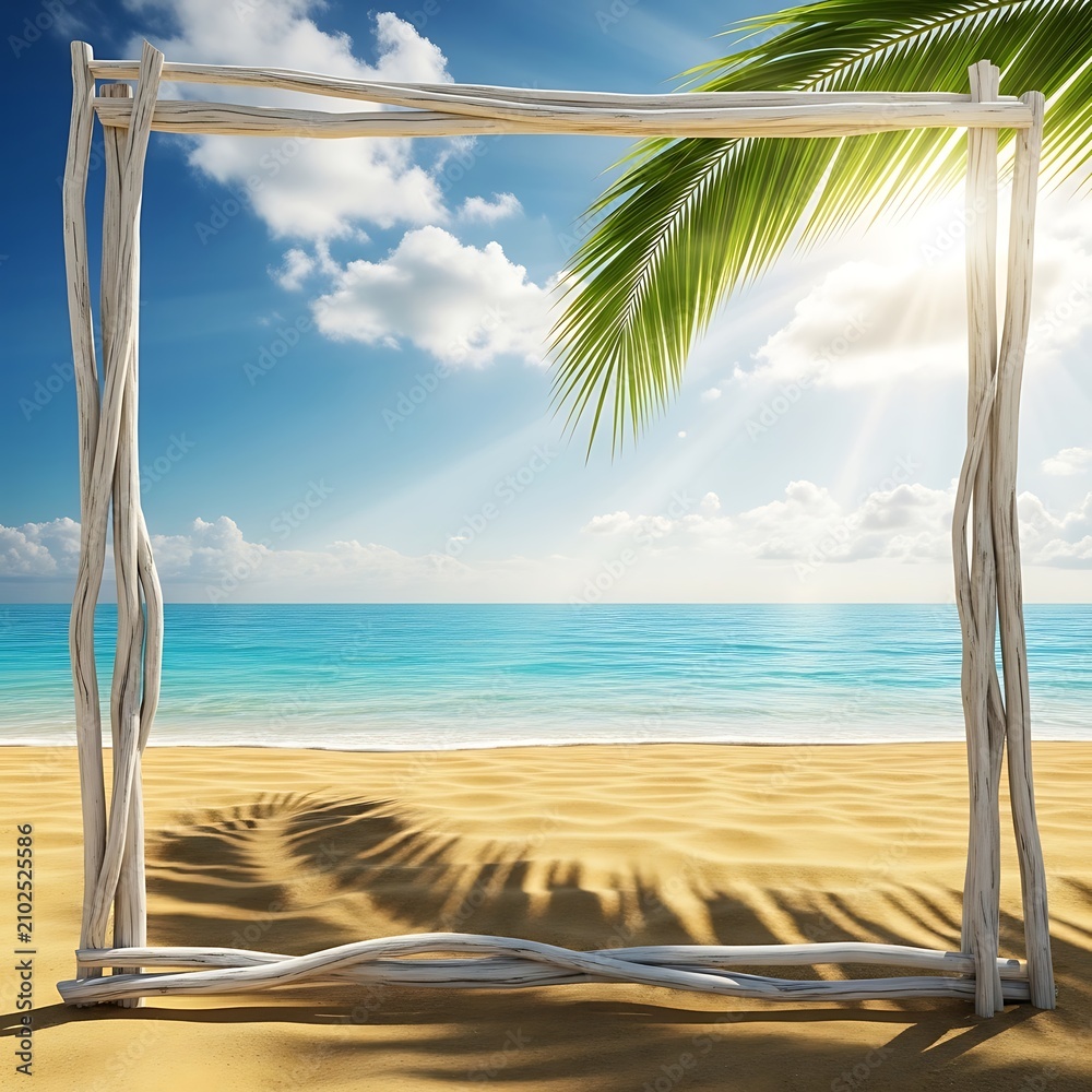 Obraz premium Tropical beach view from inside a room.