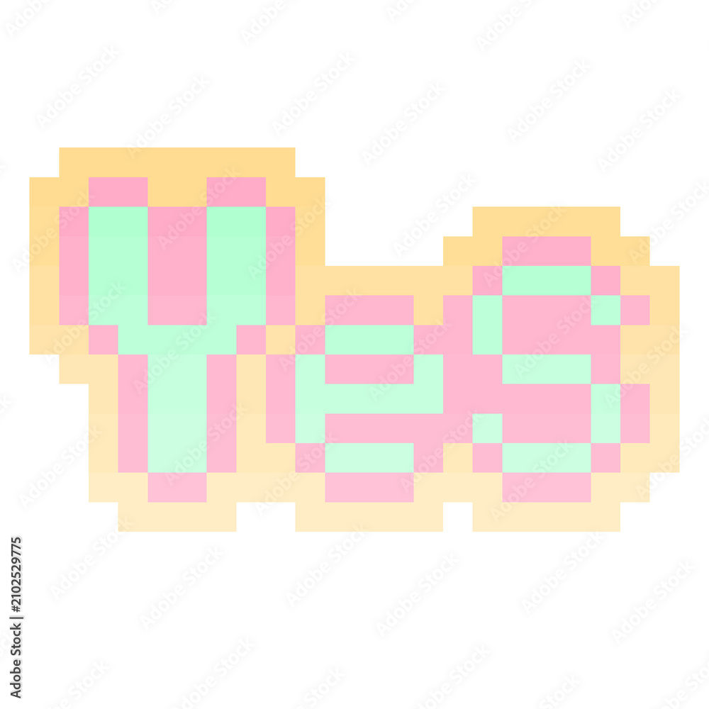 Fototapeta premium yes word pixel 8-bit icon logo design illustration 