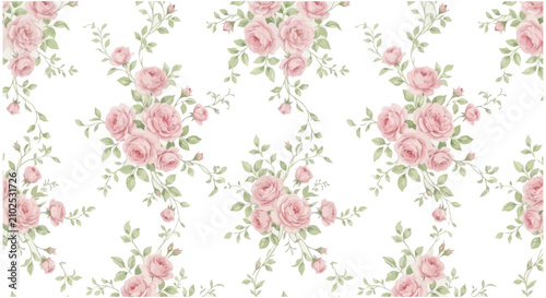 Pink floral seamless pattern with delicate flowers