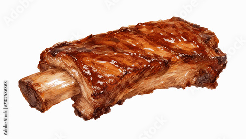 Obraz na plátně Hot Grilled rib isolated watercolor vector illustration svg