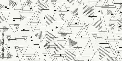 Photos Retro memphis geometric line shapes seamless patterns