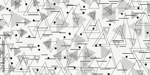Tableau sur toile Retro memphis geometric line shapes seamless patterns