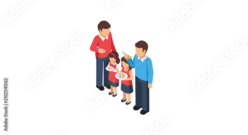 Family sharing meal together during social gathering