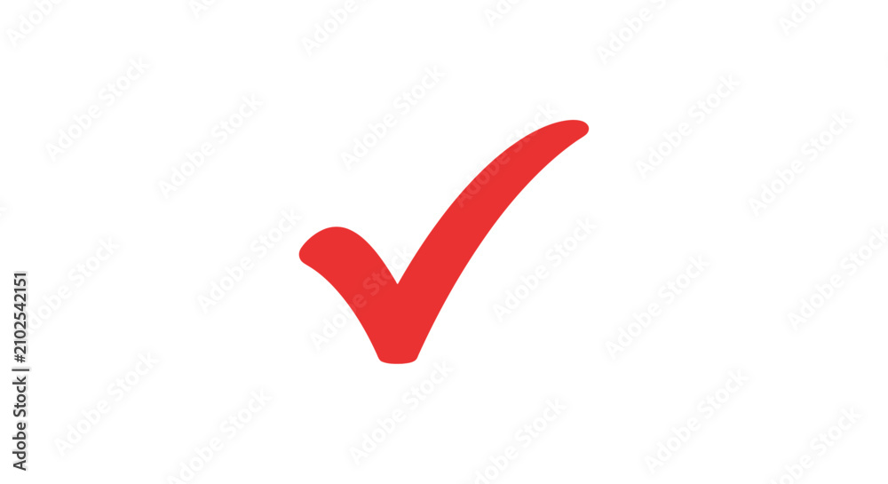 Fotografie Red checkmark silhouette against a white background simple graphic design