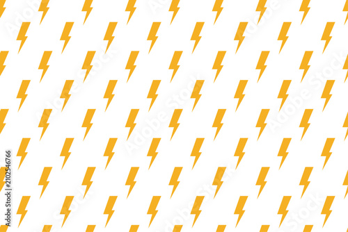 Seamless yellow lightning bolt pattern on white background