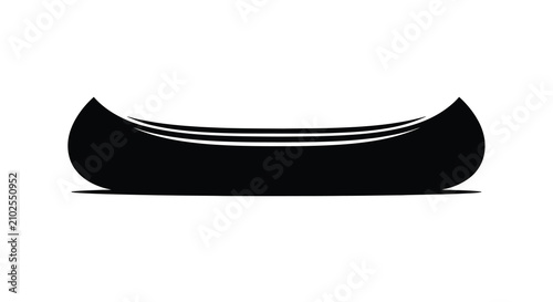 Photography A black silhouette of a canoe on a white background showcasing a classic watercr