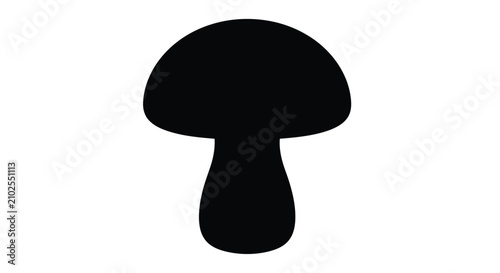 Quadro su tela Black mushroom shape against a white background a simple botanical silhouette fu