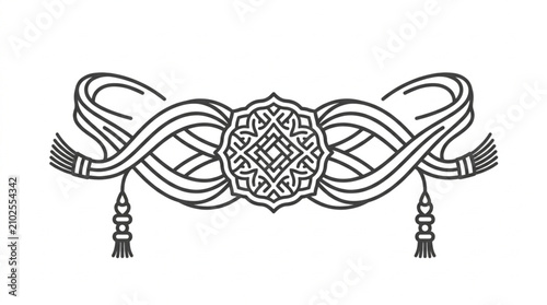 Fényképezés Intricate Celtic Knot Design with Symmetrical Patterns and Tassels