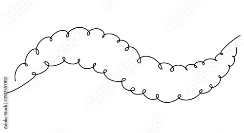 Konstfotografi Abstract Wavy Black Line Art with Curly Loops on White Background