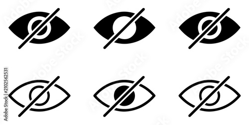 Photos hidden eye privacy icon set