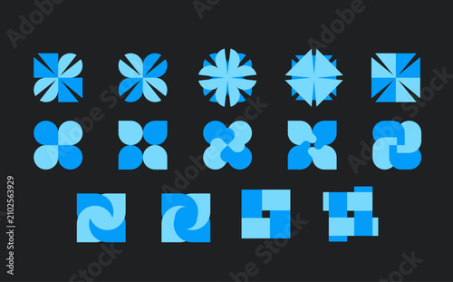 Abstract Blue Geometry Shape in Vector Art Set