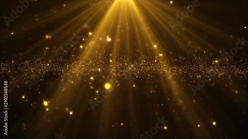 Ultra realistic volumetric sunlight beams illuminate floating dust particles with warm golden light, creating premium seamless cinematic video overlay featuring authentic atmospheric depth diffusion