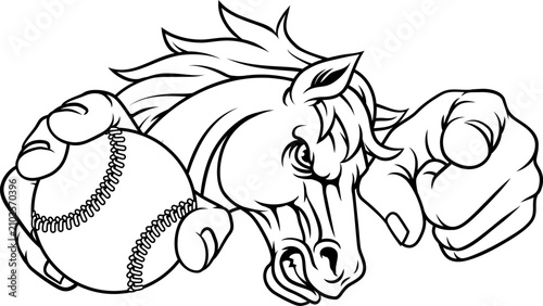 Photos Horse Mustang Stallion Baseball Sports Team Mascot