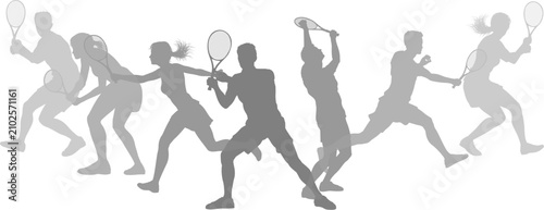 Silhouette Tennis Players S...