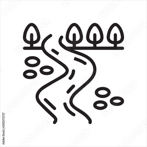 Vászonkép Black line icon for creek.