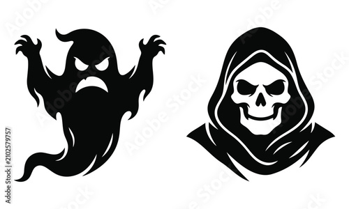 Canvas Print Ghost and grim reaper icons