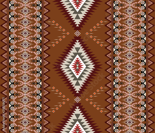 Geometric fabric art is suitable for all occasions. Abstract, ethnic, brown background, diamond pattern, geometric designs are ideal for textiles, pillows, curtains, clothing, vector images