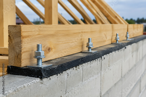 Installing Wall Plate (Mauerlat) on Roof Structure – Residential House Construction