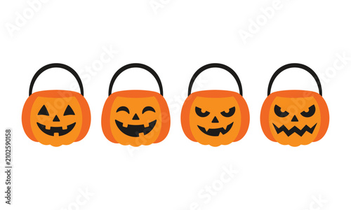 Set of halloween pumpkin buckets