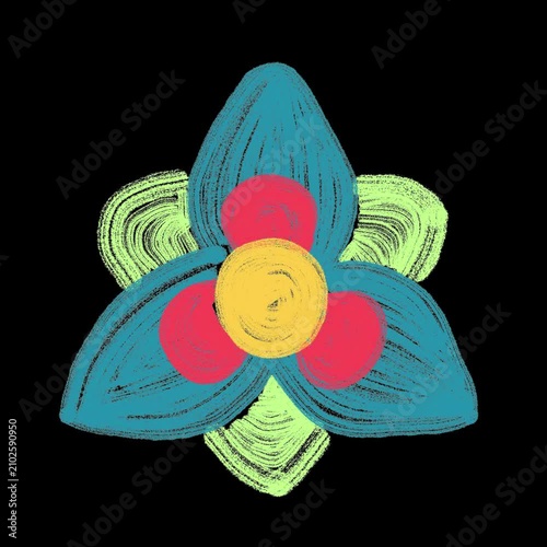Amaryllis flower animated sticker with transparent background, hand-drawn wiggle line art