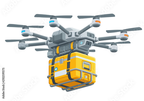 Fotografie An autonomous drone swiftly delivers cold chain vaccines, showcasing a modern solution for healthcare logistics