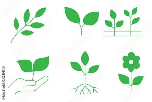 Tableau sur toile Plant in hands icon set, minimalist vector illustrations featuring hands holding