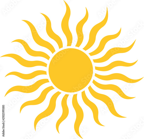 Yellow Sun with Rays Icon Summer Sunshine Weather Symbol