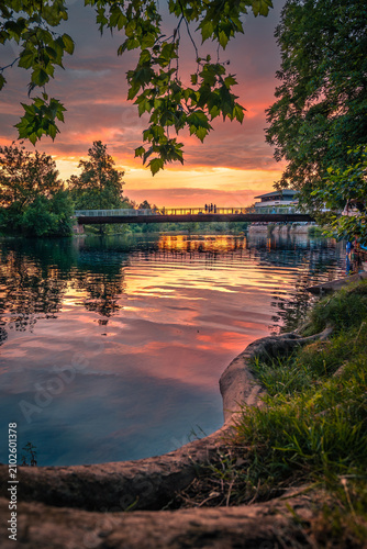 sunset over the river